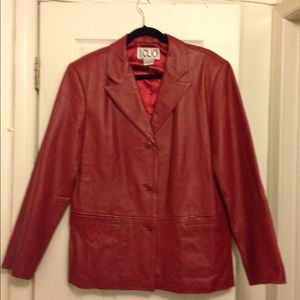 Red Genuine Leather Blazer-Size Large (14-16)