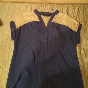 Navy blue top with lace.
