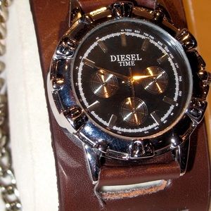 Chain Leather Cuff Watch