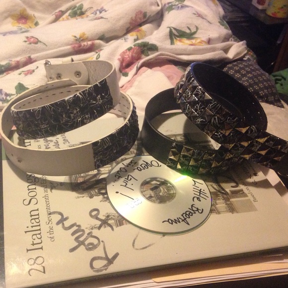 Two studded belts!