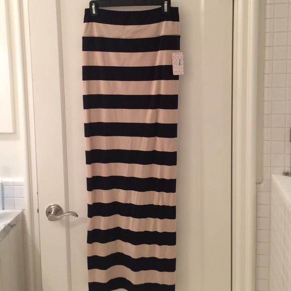 Free People Black and Cream striped Maxi Skirt