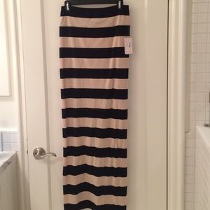 Free People Black and Cream striped Maxi Skirt