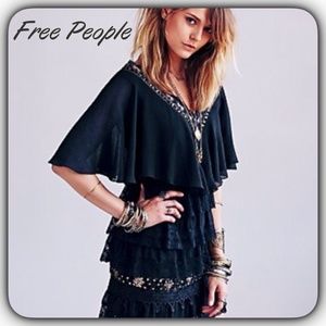 GORGEOUS FREE PEOPLE CAPELET TIERED MINI DRESS
