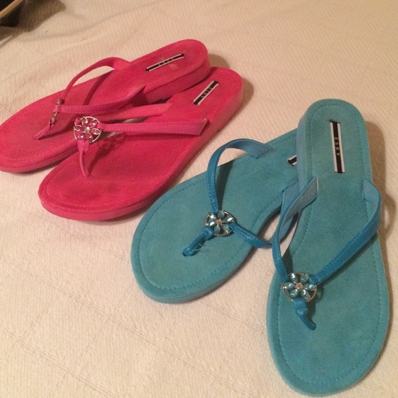 Hot pink & turquoise thongs