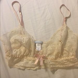 eberjey lace bralette, creme/baby pink
