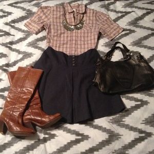 Darling Peter Pan Collar Plaid Anthropologie Shirt