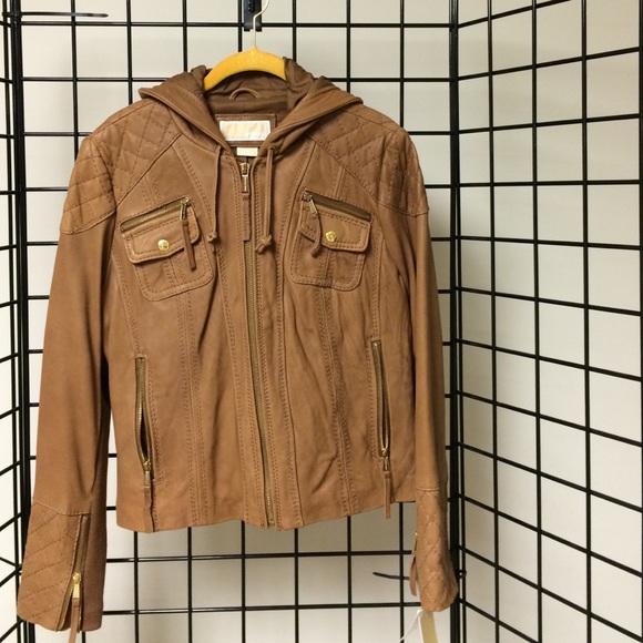 Leather Jacket with hood.