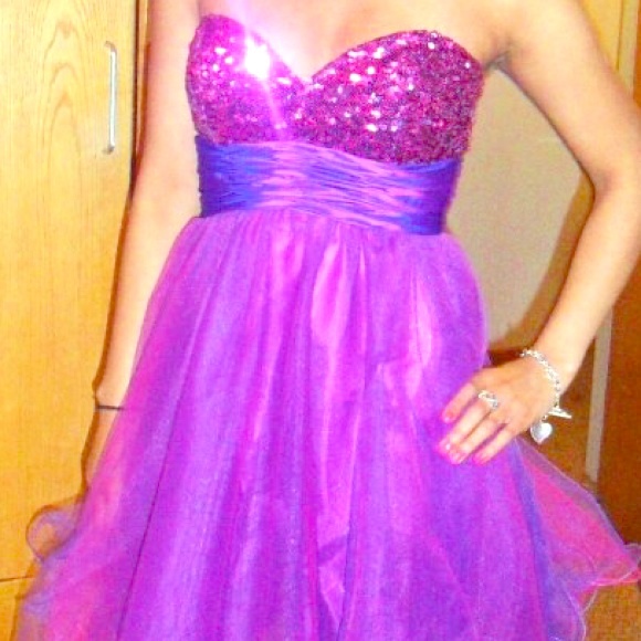 Princes purple and pink sequin prom dress