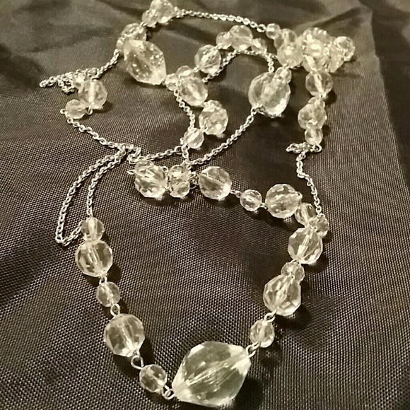 Necklace Clear Simulated Crystal Silver Tone