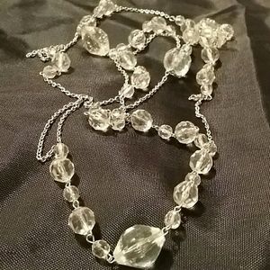 Necklace Clear Simulated Crystal Silver Tone