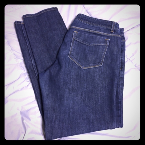 Straight leg Lands End dark blue stretchy jeans
