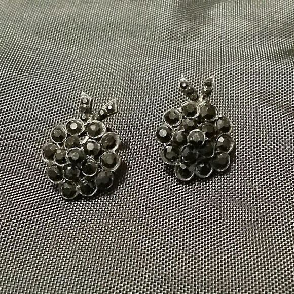 Earnings Black Crystal Clips On