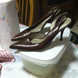 Brown genuine leather heels