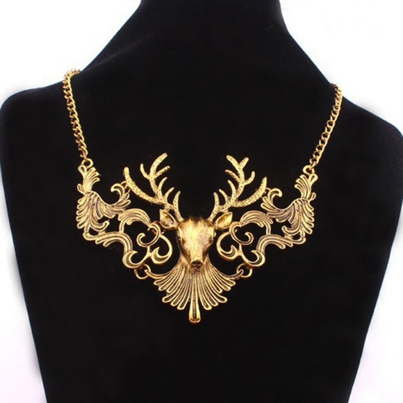 NEW!! Fun buck deer statement necklace