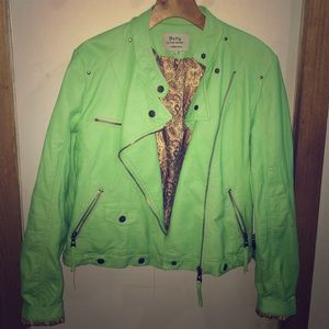 Green leather Moto jacket