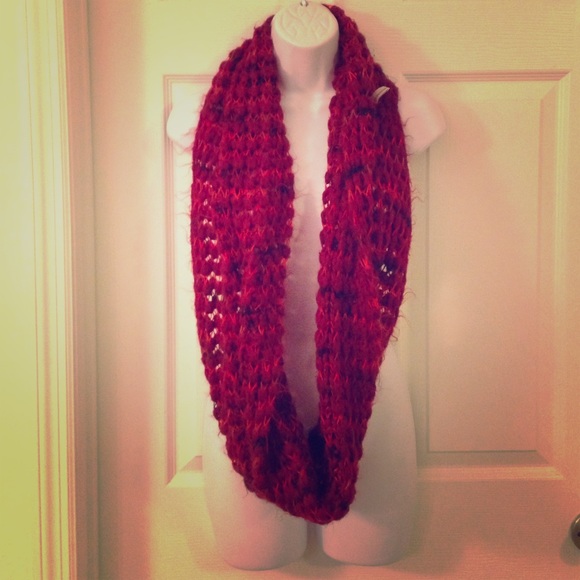 Red knit infinity scarf