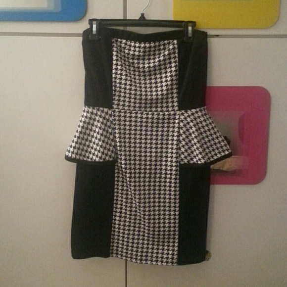 Black and white peplum dress