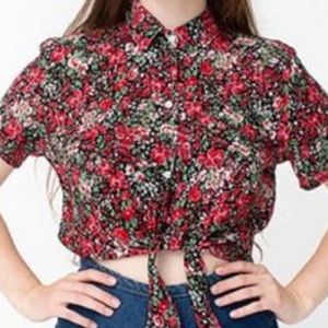 american apparel floral tie up blouse