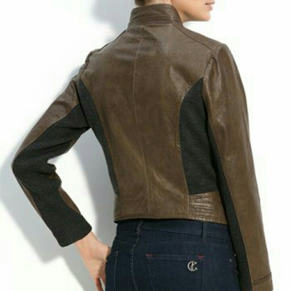 Via Spiga Military Style Brown Leather Jacket - Picture 3 of 4