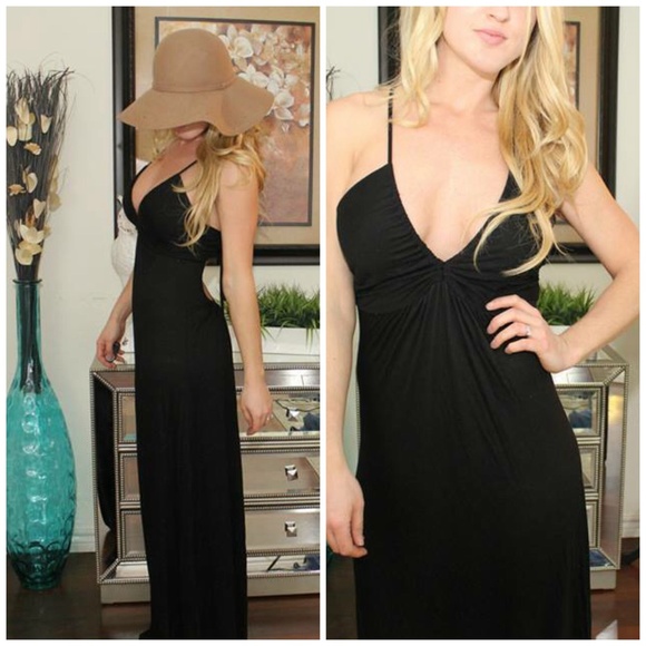 🆕 Black Maxi Dress with Low Open Criss Cross Back - Picture 3 of 3