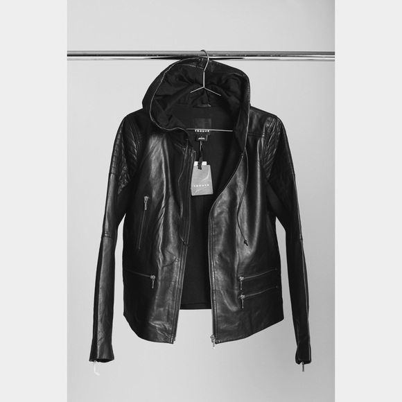 Trouve Jackets & Blazers - Hooded leather MOTO jacket Nordstrom LRG Trouvé