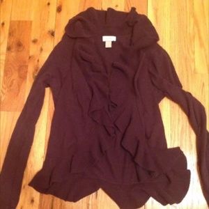 Purple Ann Taylor Loft ruffled cardigan