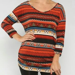 Curvy Girl ethnic printed top- Sizes 1X/3X