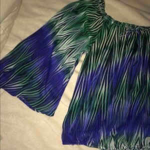 Blue and green colored blouse