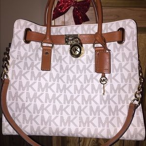 Michael Kors Vanilla/White Large Hamilton Purse