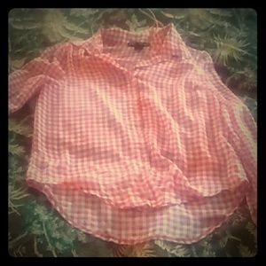Sheer pink gingham blouse
