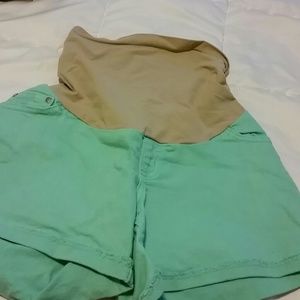 * MATERNITY * Turqoise denim cut off