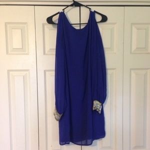 dark purple dress dress with embellished cuffs