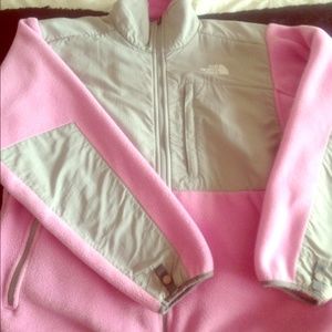 Womans M Baby Pink/Light Grey North Face Denali
