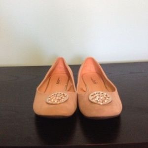 nude flats with gold embellishment