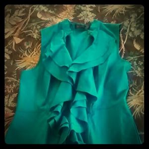 The Limited teal ruffle front dress