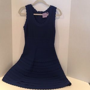 Herve Leger blue a-line scalloped bandage dress M