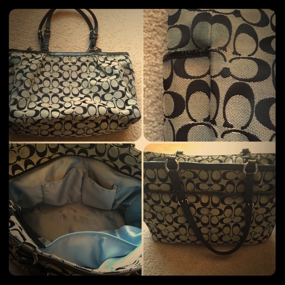 Coach monogram tote on gray and black