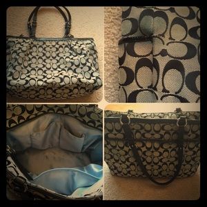 Coach monogram tote on gray and black