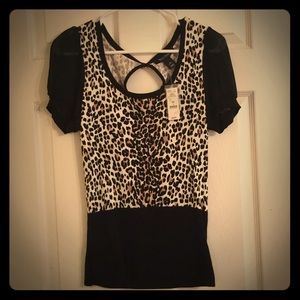 WHBM leopard and black sweater top