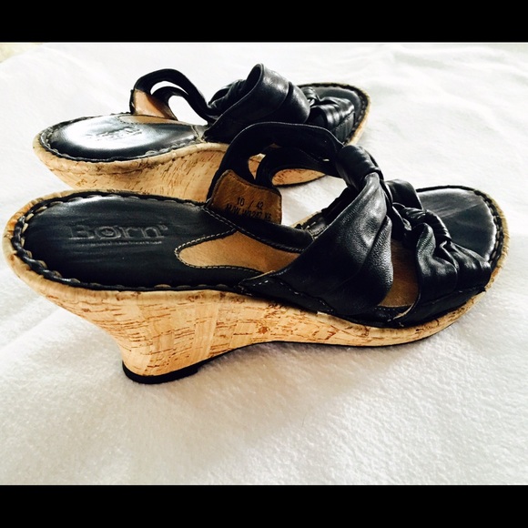 Born Black Cork Wedge Size 10 (Euro 42)