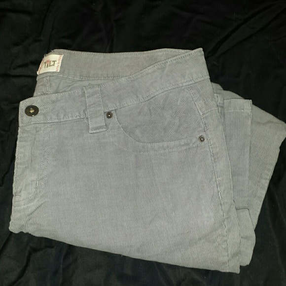 5-pocket gray bootcut corduroy pants