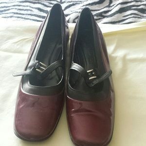 Jil Sander worn patent flats.