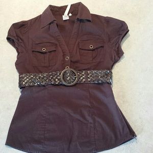 Brown top with belt