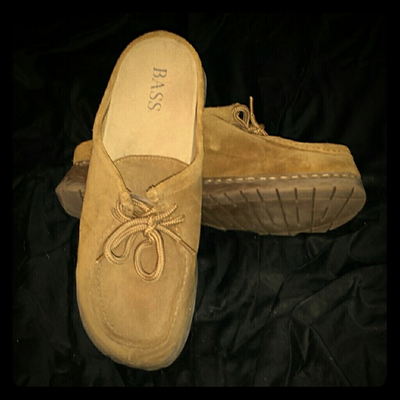 Tan leather Bass backless shoes