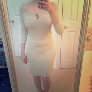 Bodycon dress with gold shimmer.