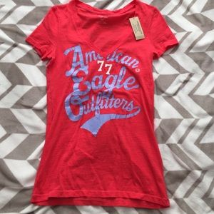 Pink V-Neck Graphic Tee