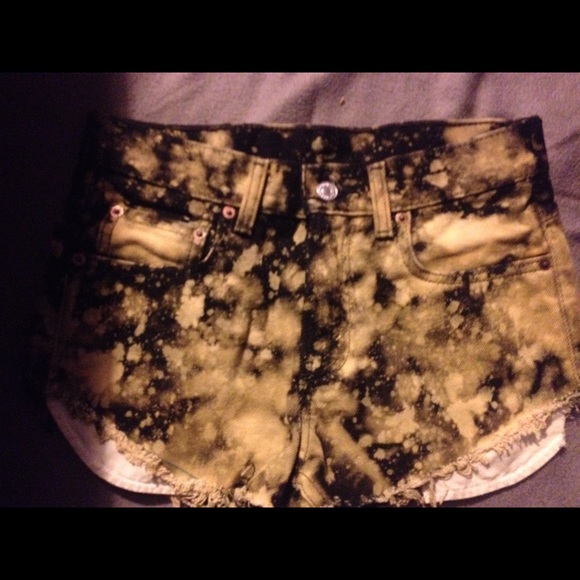Bleached black and yellow high wasted shorts