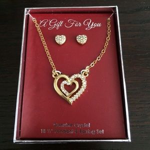Heart necklace and earrings