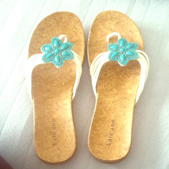 White/Blue Flower Sandals
