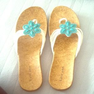 White/Blue Flower Sandals